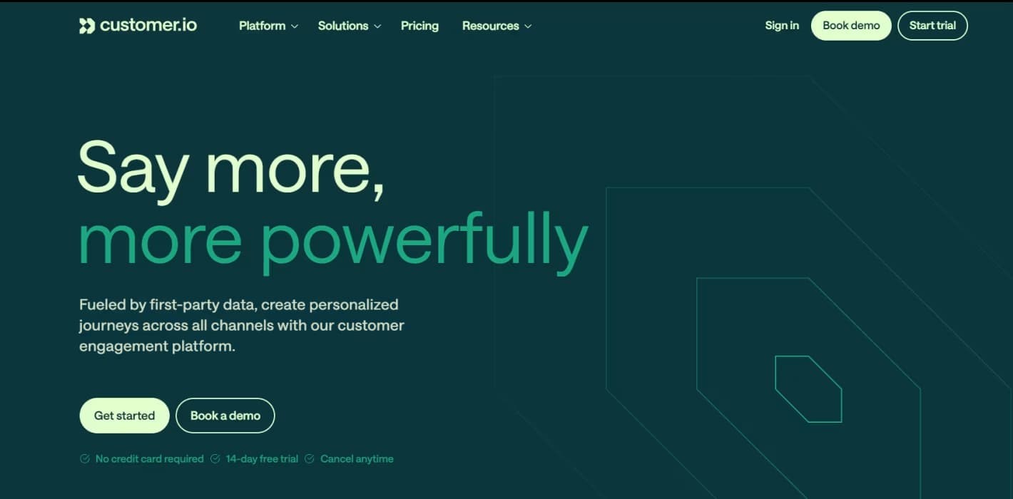 Homepage of Customer.io