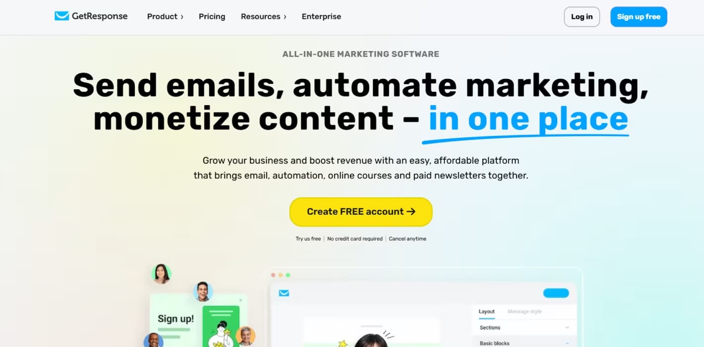 GetResponse Homepage