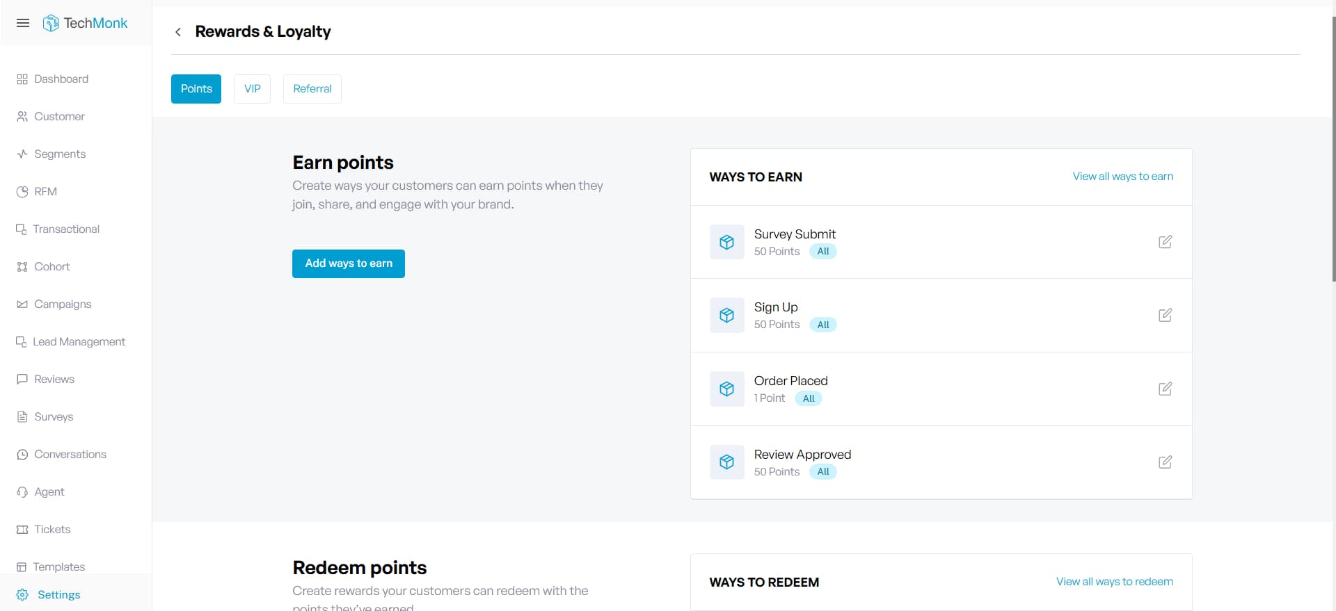 Build loyalty programs with TechMonk